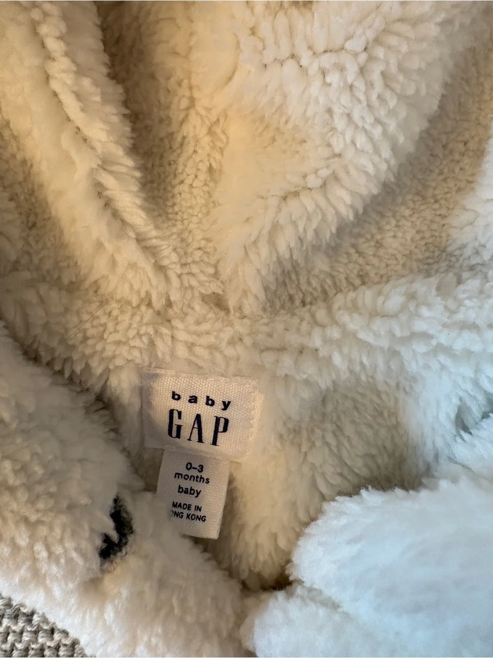 GAP Baby 0-3 Months Gray Hooded Knit Coat with Sherpa Lining